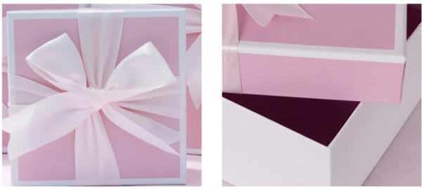 300gsm Ribbon UV Coating CMYK Recycled Paper Gift Boxes