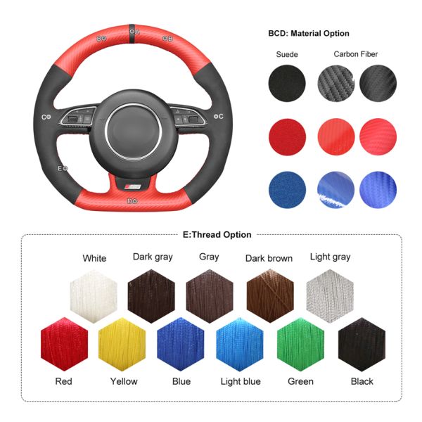 Custom Thread Color MEWANT Steering Wheel Cover For Audi A5 A7 RS5 RS7 S3 S4 S5 S6 S7 SQ5