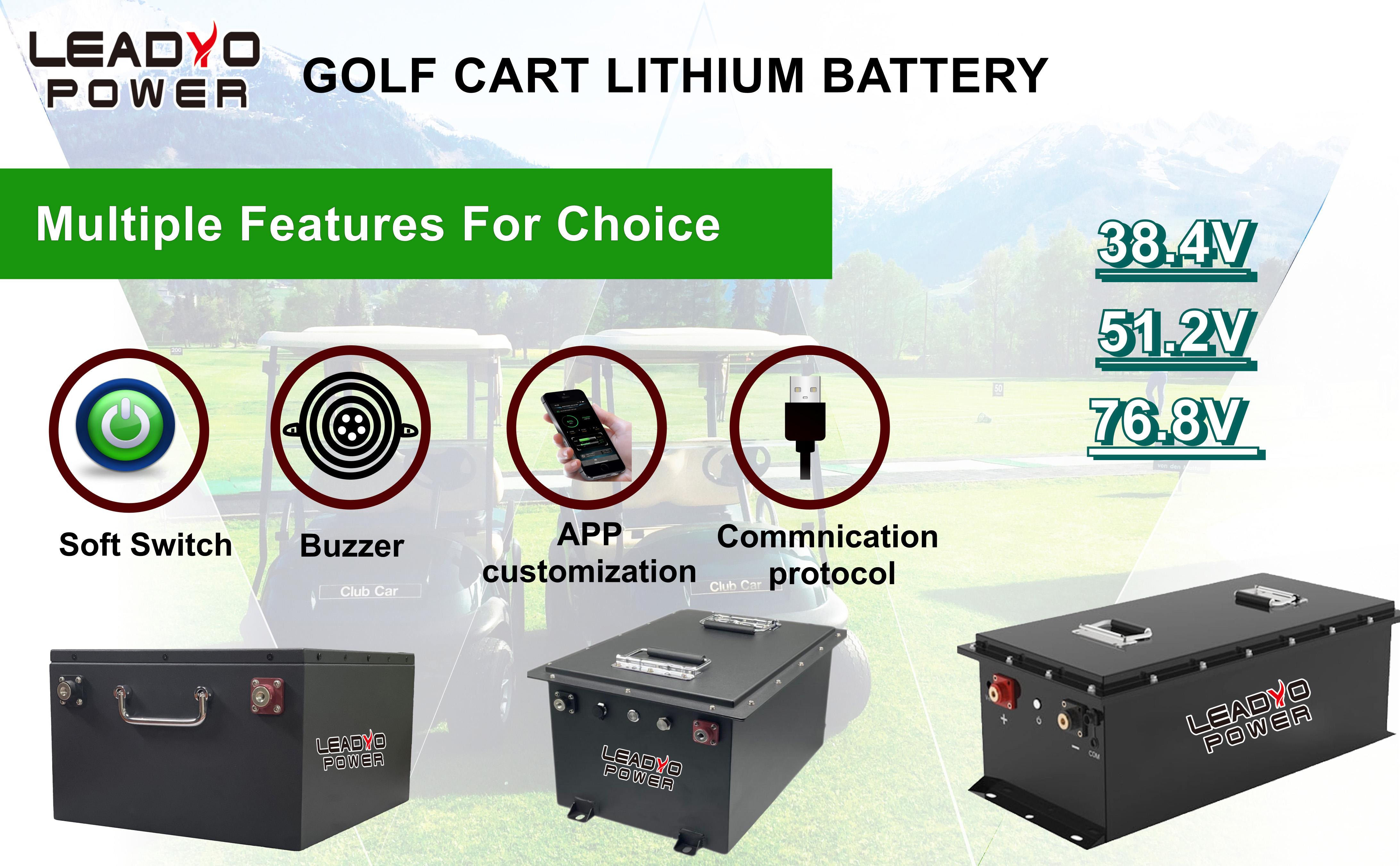 Сильнотоковая батарея 48V 100Ah 200A LiFePO4 тележки гольфа лития с дисплеем LCD