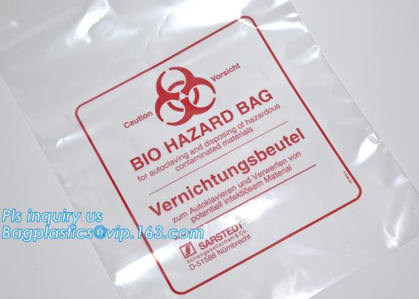 Safe Disposal, biohazard labeling, Autoclavable Bag, Polypropylene, Disposable, clear transparent Disposal sack