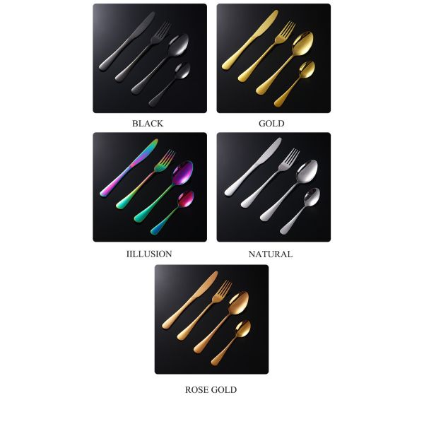 193G Utensils Bulk Gold Plated Stainless Steel Cutlery Set Kitchen Fork Spoon Knife