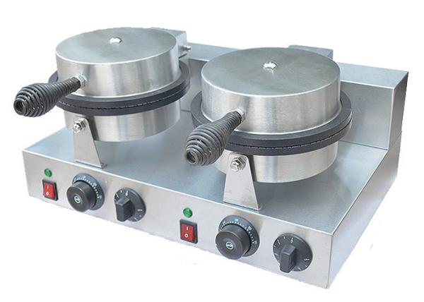 Não-vara de aço inoxidável da máquina 2-Plate do padeiro do cone do waffle, equipamento do snack bar