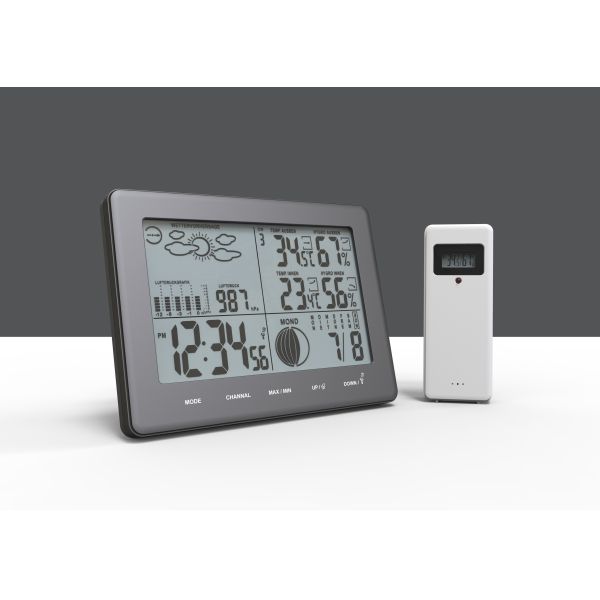 Système météorologique domestique à batterie Station météorologique compacte avec baromètre à chiffres noirs