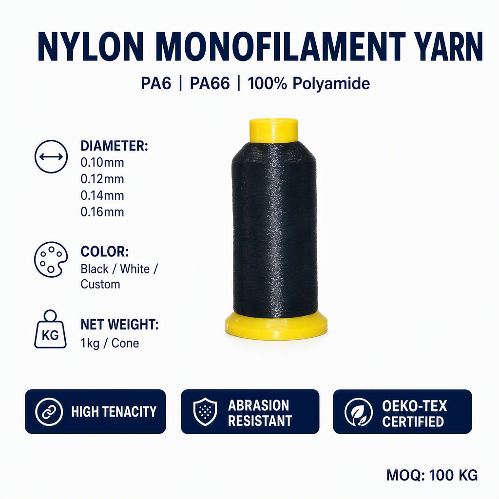 60D 80D 100D  0.10MM 0.12MM 0.14MM Monofilament Yarn Nylon Polyester PP  PE for Weaving Webbing Embroidery Factory Wholesale