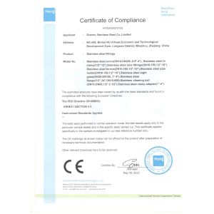 Wenzhou Onemo Stainless Steel Co., Ltd. Сертификации