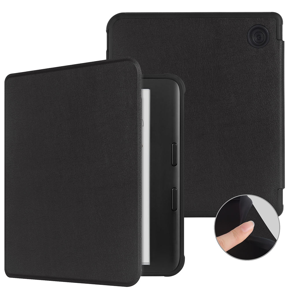For Laudtec Kobo Libra 7 E-Reader Cover Pure Color Simple Business Style Auto Sleep/Wake Function Magnetic Leather Pbk313 for