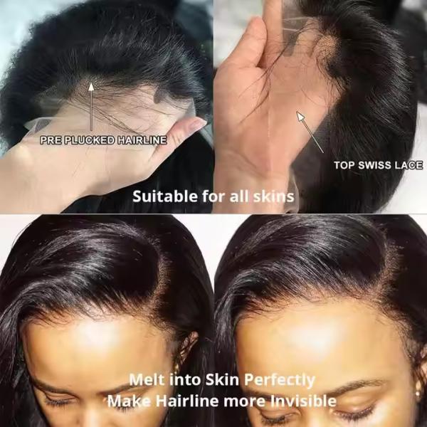 13x4  Transparent Lace Front Wig Bone Straight Human Hair Wig PrePlucked