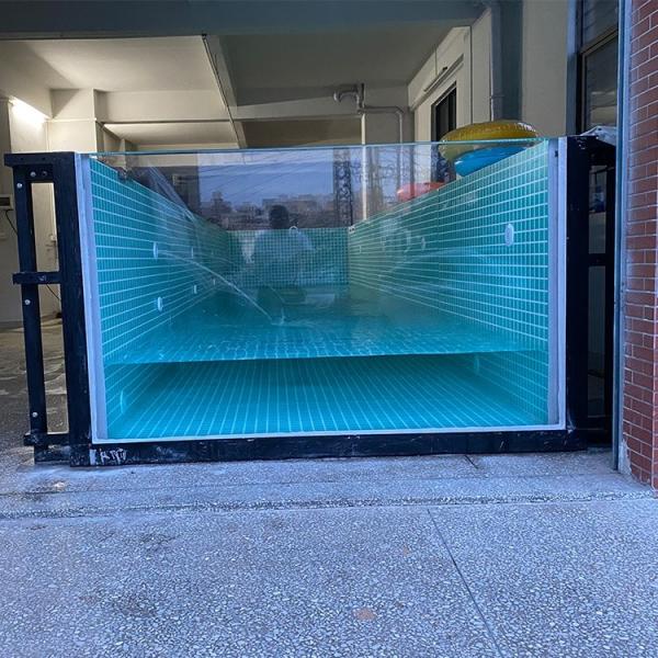 Customized Stainless Steel Above Ground Pool with Coffee Color Wood Plastic Board