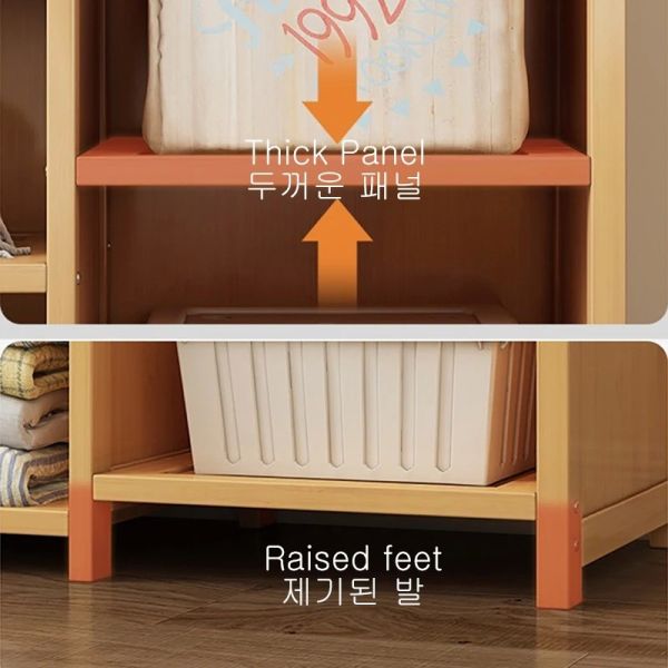 Assembly Bamboo Coat Rack for Bedroom Home Wardrobe Large Clothing Storage Cabinet Furniture