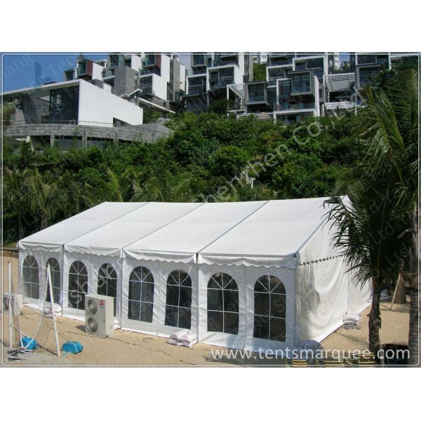 Red Roof White Wall PVC Cover Outdoor Party Tents Transparent PVC Fabric Windows