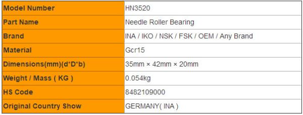 Full Complement HN2020 HN2820 HN3520 Needle Roller Bearings with Drawn Cup