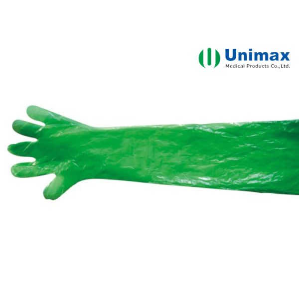 Orange UNIMAX Long Veterinary Gloves Disposable