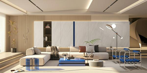 900x1800mm Grey Polished Glazed Porcelain Tile 0.5% W.A