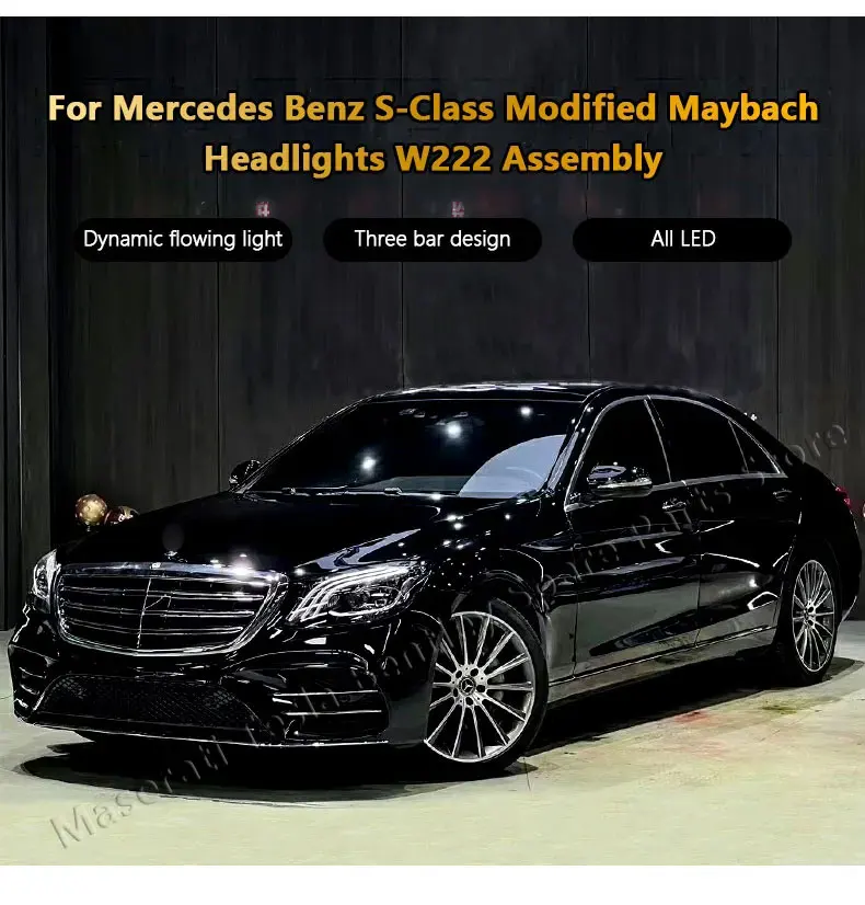 Сборка светодиодных фар для Mercedes Benz S Class W222 14-18 Модифицированный Maybach Front Head Light Drl Flowing Turn S65 S63