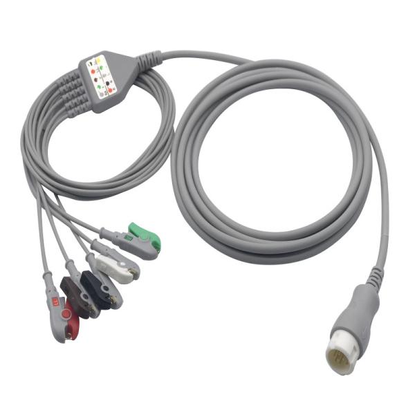 フィリップス12 Pin 5の鉛のEcgケーブルの一つのタイプ倍の盾はTPUのジャケット3.6mを構成する