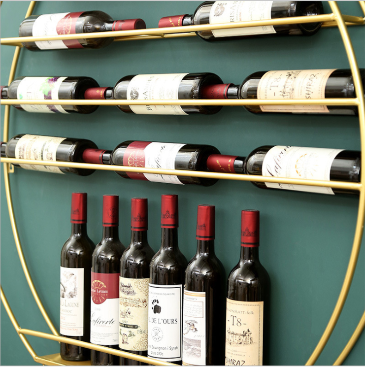 Household Wall Mounted 80cm Diameter Metal Wine Rack