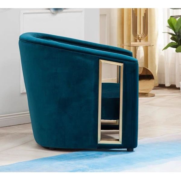 Creative Armrest Hollow Velvet Metal Single Sofa Chair Italian Style Customized