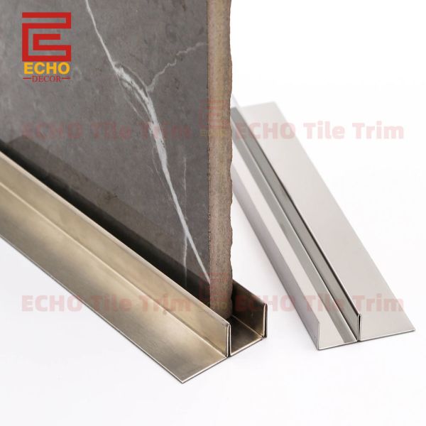 Stainless Steel F Shape Tile Trim 9-12mm for Glass Panels