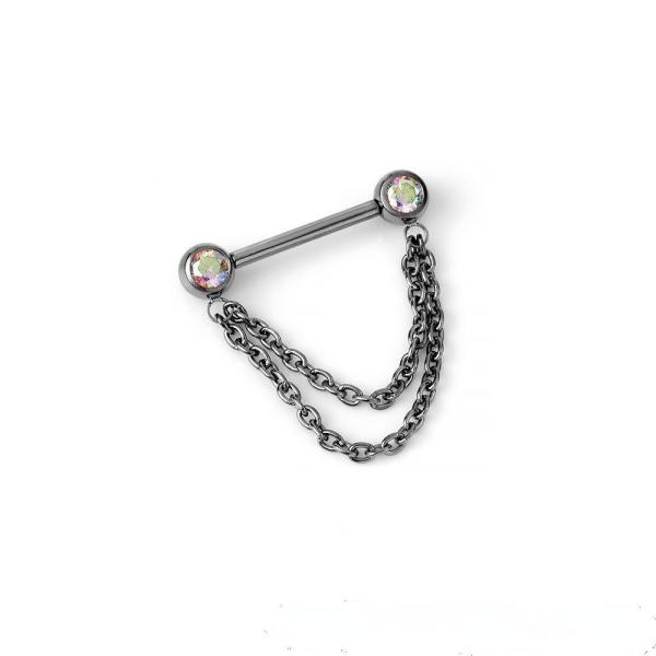 5mm Threadless Titanium Nipple Jewelry Titanium Nipple Rings Chain Barbells