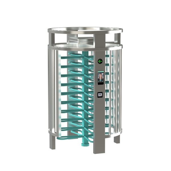Full-height Turnstile For Construction Site Access Featuring Fingerprint Identification 304 Stainless Steel Construction With Weatherproof Protection Against Sun And Rain