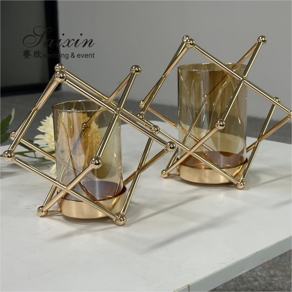 Wholesale wedding centerpieces single gold candle holder for event decor