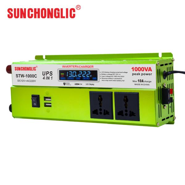 Onduleur domestique 1000W 1000VA avec chargeur DC 12V à AC 220V