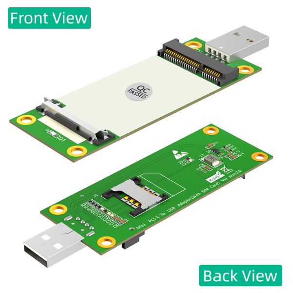 Mini PCI-E to USB Adapter with SIM Card Slot for WWAN/LTE Module - Plug & Play, Compact 31*80mm Size