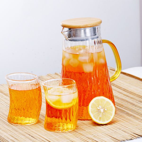 Кувшин сервировки текстуры коры стеклянный, набор Карафе горячей воды боросиликата
