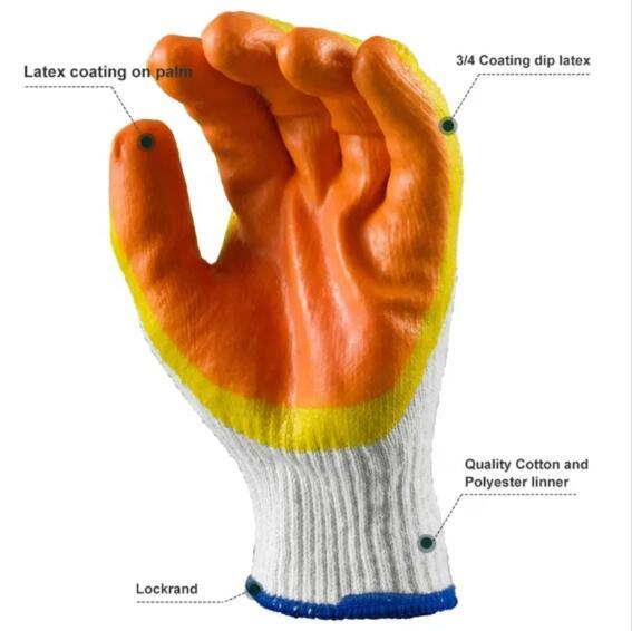 Poly Cotton Seamless Knitted Latex Palm Coated Gloves