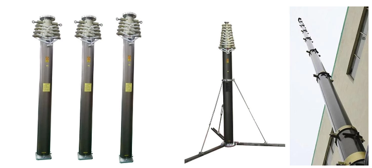 Portable Aluminum Alloy Pneumatic Telescopic Antenna Mast 18M Max Load 70KG