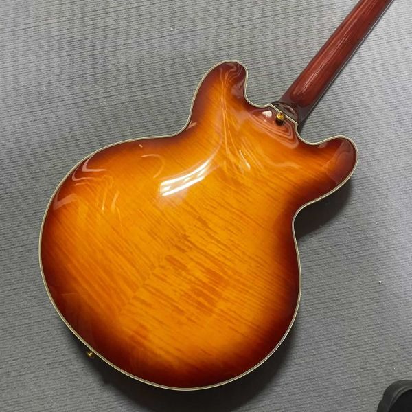 Custom Gibson Style ES Supreme Bourbon Burst Semi Hollow Body Jazz Electric Guitar