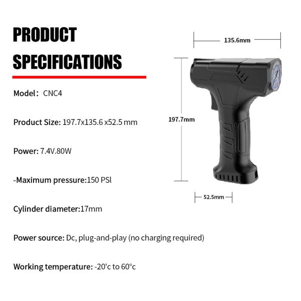 Air Pump ADV Portable Tire Inflator Air Compressor Electric Car Tire Inflator With Auto Shut Off LED Light