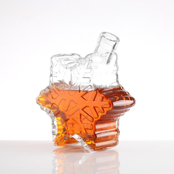 500 ml 700 ml de forma de folha de bordo Vidro Liquor Spirits Vinho Whisky Vodka Botella com tampa
