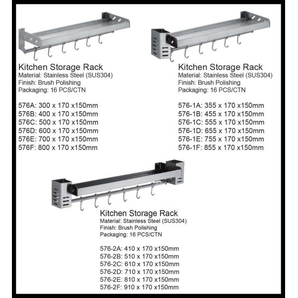 Multifunctional Wall Mounted Kitchen Shelf Stainless Steel 304 Material For Spice Storage
