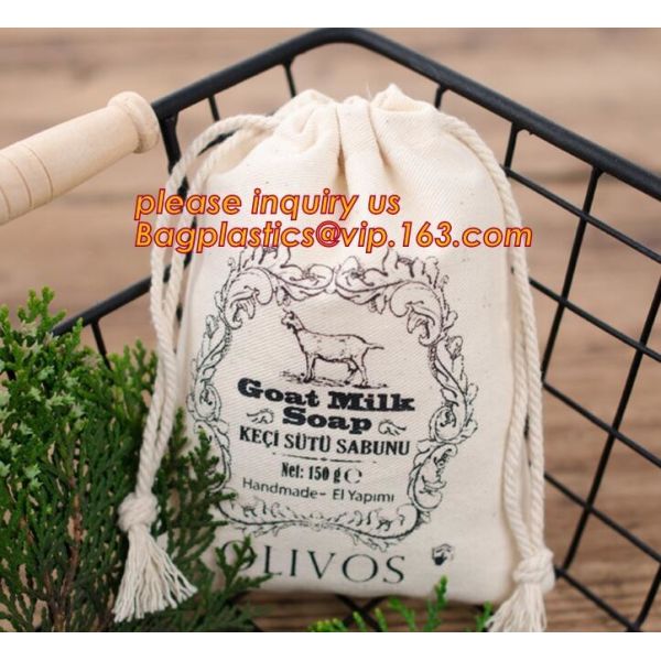 Promotional Cotton Canvas Drawstring Small Recycle Packaging Bag / Pouches,Logo Natural Cloth Small 100% Cotton Drawstri