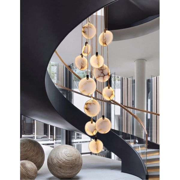Modern Long Pendant Lights Luxury Staircase Marble Pendant Light(WH-NC-62）