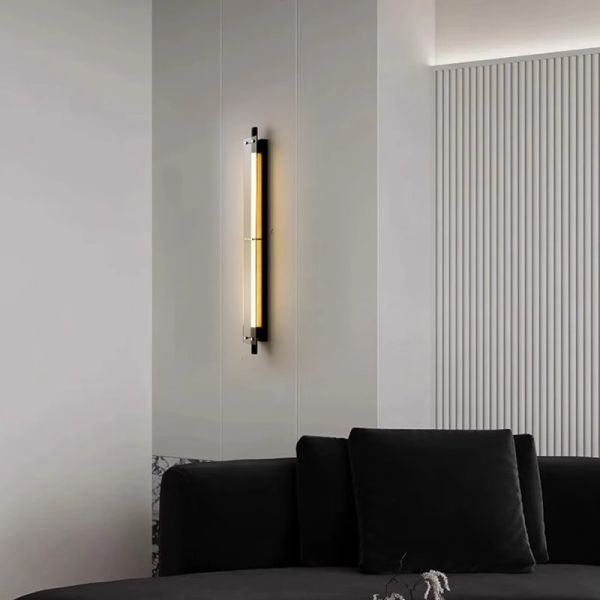 JYLIGHTING Vente en gros Lampe murale LED en verre minimaliste Salon Hôtel Industriel Rétro Noir Applique Décoration intérieure Moderne Longue Bande Applique Murale Moderne