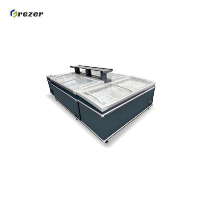 Auto Defrost Fish Display Unit Island Display Case Refrigerator Combined