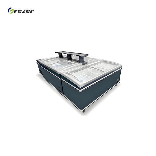 Auto Defrost Fish Display Unit Island Display Case Refrigerator Combined