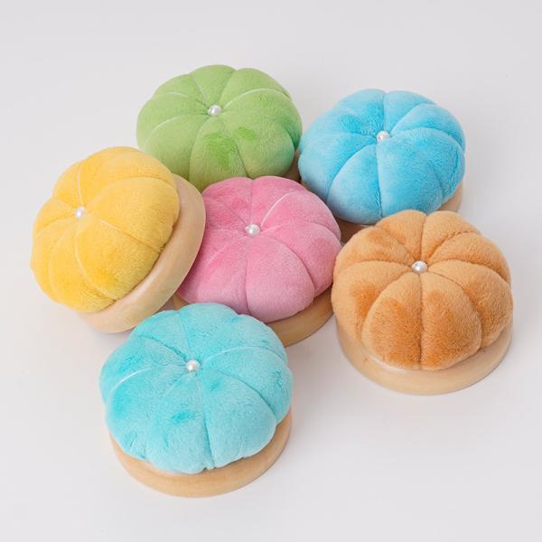 Coussin d'aiguille de citrouille, coussin d'aiguille à base en bois Coussin d'aiguille rond de style japonais pour porte-aiguilles à coudre ou bricolage