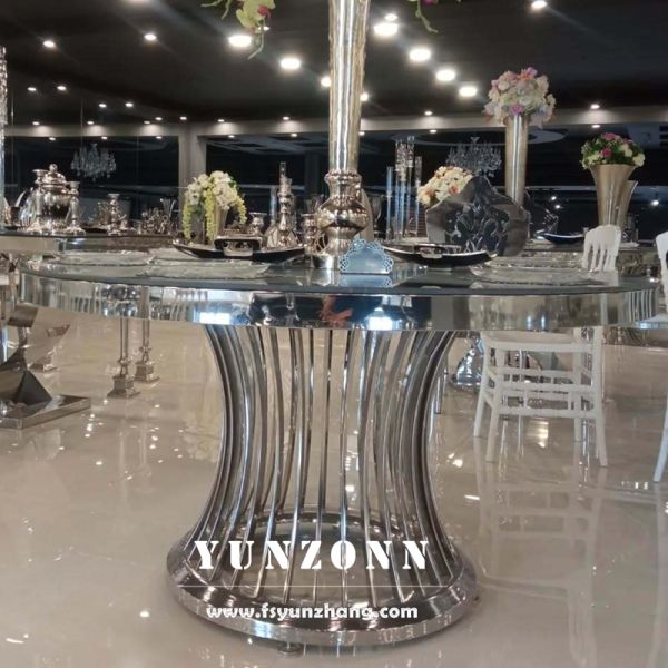 New Gold Frame Hollow Design Event Party Wedding Round Dinning Table Set