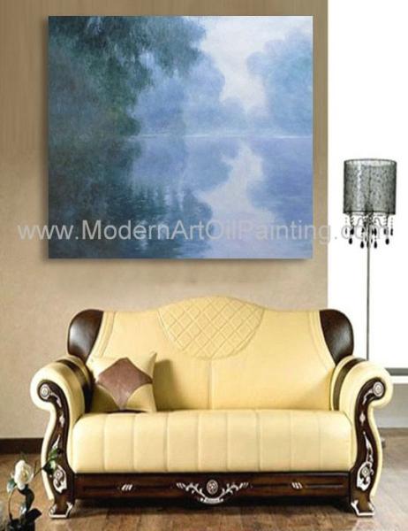 Green Claude Monet Oil Paintings Reproduction Misty Morning on the Seine