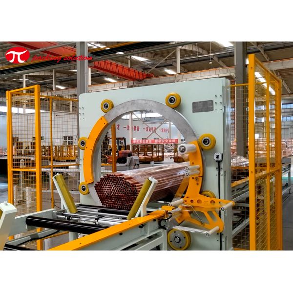 Copper tube horizontal wrapping line with end stroage system