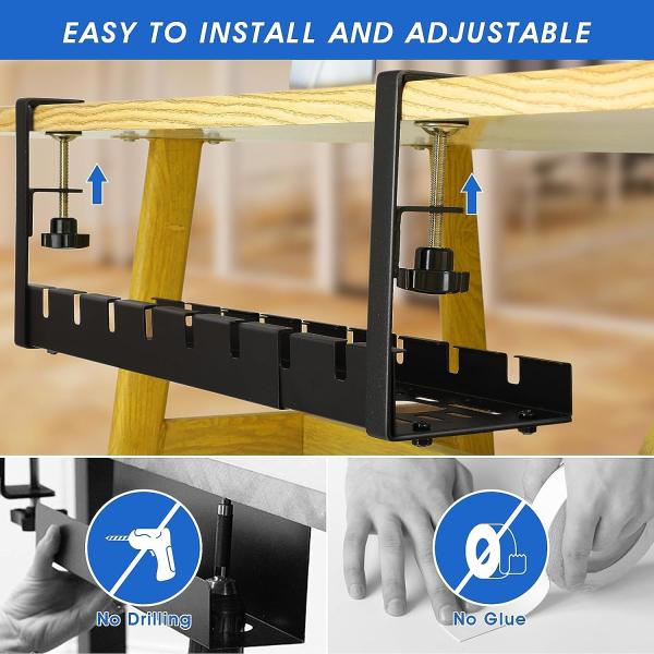 Cable duct sous bureau plateau de gestion de câble de bureau extensible pour l' organisation de fil métallique