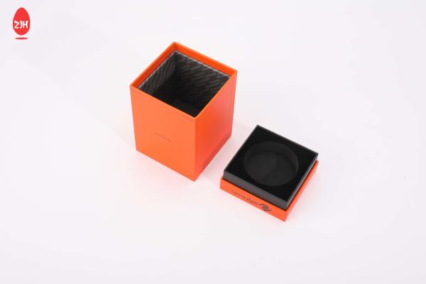 ECO Friendly Orange Paper Cardboard Gift Packaging Candle Box With Lid
