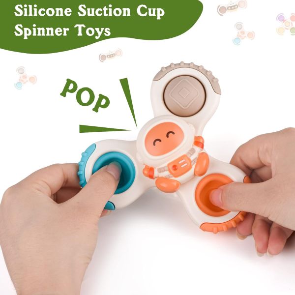 Unisex 3PCS Suction Cup Spinner Toys for Learning Sensory Toddlers 1-3 Baby Bath Ideal Gifts