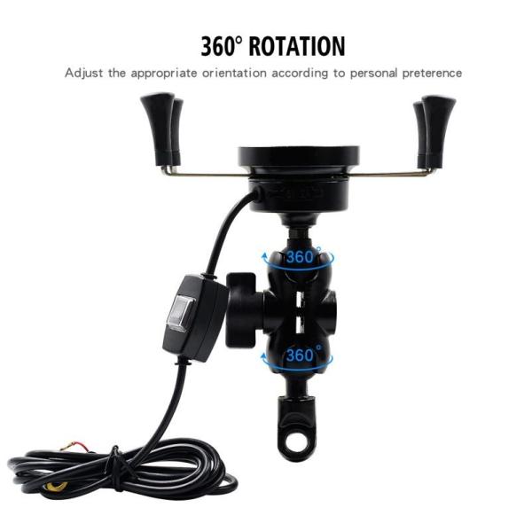 3 In 1 Motorcycle Wireless Charger Mount , FCC 5V 1.5A Motorcycle Phone Grip