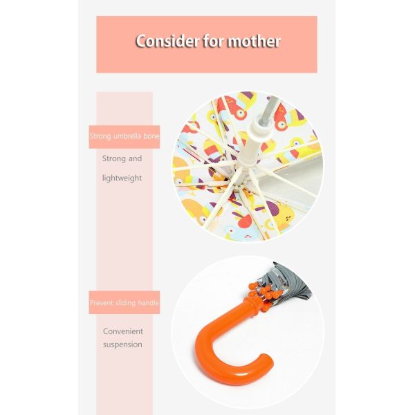 Promotion Rainproof Semi Automatic Kids Compact Umbrella With Cartoon Pattern