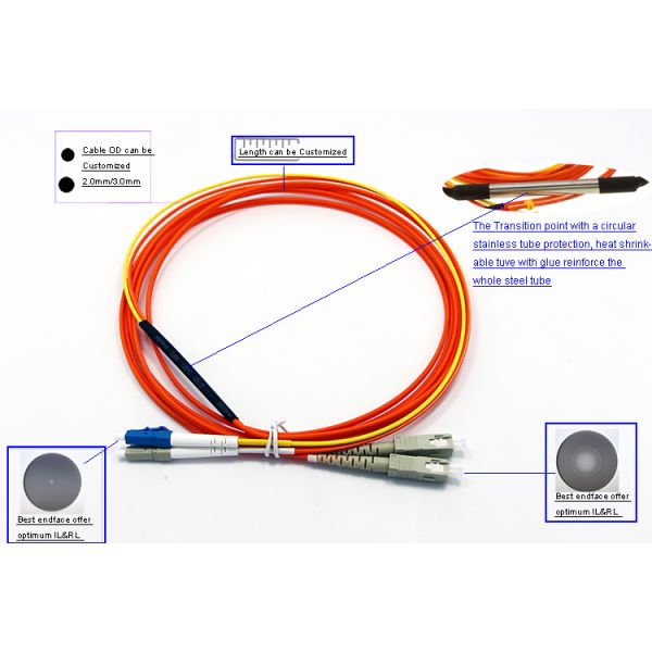 LC - SC  Mode Conditioning Fiber Optic Patch Cables Cord  MCP Customized Length Long Life span