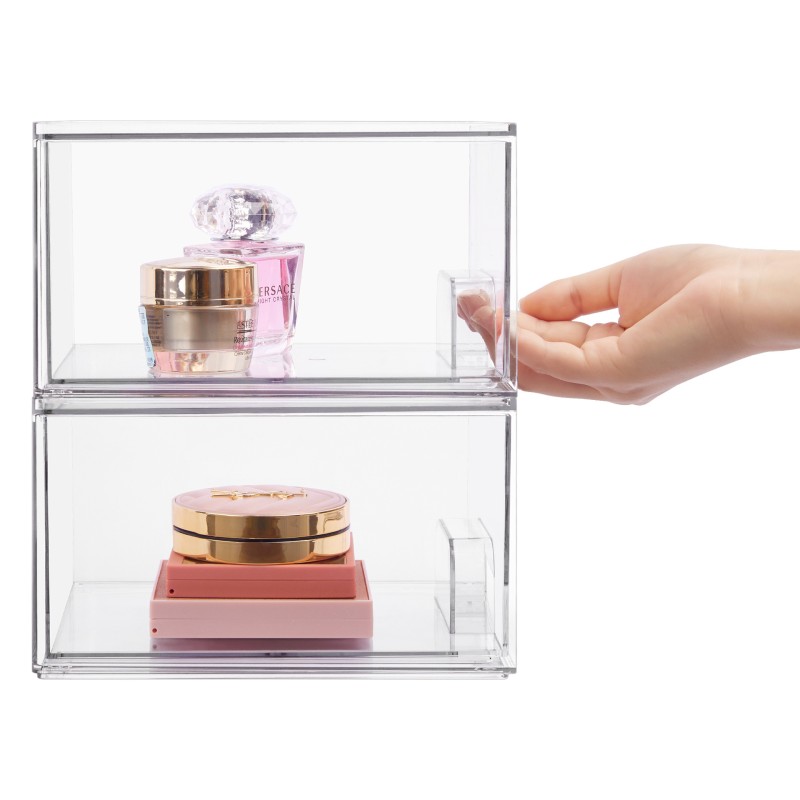 Hot Selling Transparent PET Pull Out Solid Cosmetic Organizer Stackable Cosmetic Lipstick Storage Box
